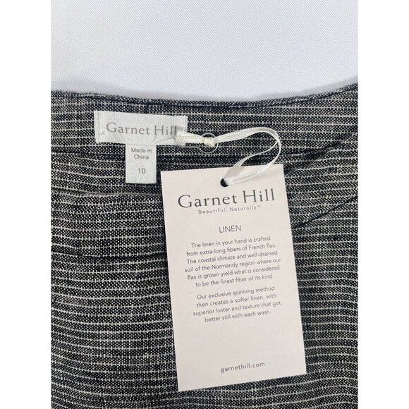 Garnet Hill Womens Dress Black Cream Size 10 A-Line 100% Linen NWT - Picture 3 of 8